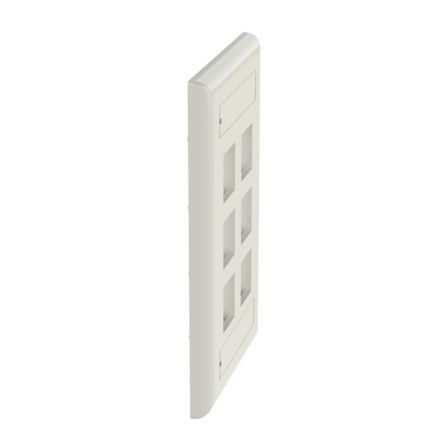 Panduit NK6FIWY | NK 6-Port, single gang, Flush Mount Vertical Faceplate With Labels, Off White