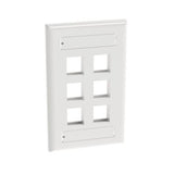 Panduit NK6FWHY | NK 6-Port, single gang, Flush Mount Vertical Faceplate With Labels, White