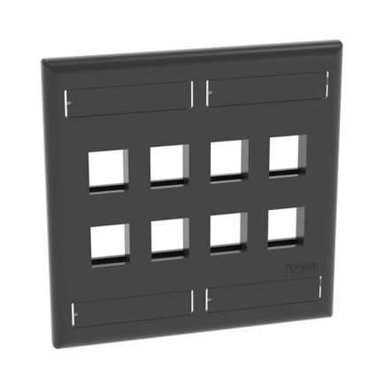 Panduit NK8FBL | NetKey Faceplate, 8-Port, Black, with Label Pocket