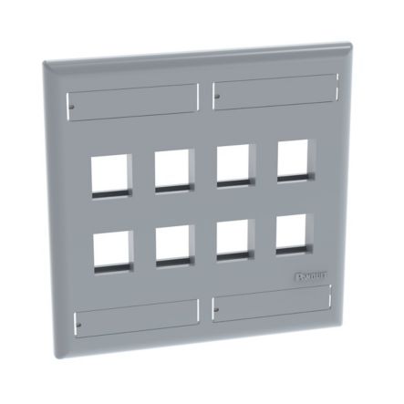 Panduit NK8FIG | NetKey Faceplate, 8-Port, International Gray, with Label Pocket