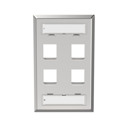 Panduit NKF4S | NK 4-port, single gang, stainless steel, vertical faceplate