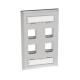 Panduit NKF4S | NK 4-port, single gang, stainless steel, vertical faceplate