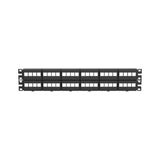 Panduit NKFP48Y Patch Panel, Keystone Module, Flat, 48-Port, 2U, T568A/B Wiring, 19"; Width x 1.04"; Depth x 3.47"; Height, Stainless Steel/ABS Plastic, Black