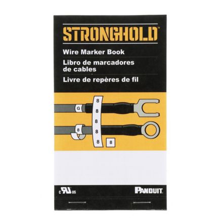 Panduit PCMB-3 Wire Marker Book, Pre-Printed, Legend (10) 1 to 45, 34.9"; Length x 5.6"; Width, 0.38"; Wire Outer Diameter, Vinyl Cloth, White/Black, 10 Page per Book
