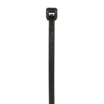 Panduit PLT2M-M0 | Pan-Ty PLT2M-M0 Cable Tie, Black, UV PA6.6, 8"L, 18lb, PK1000