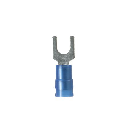 Panduit PN14-10F-C | Pan-Term PN14-10F-C Fork Terminal, Blue, Nylon, 14-18 AWG, #10 Stud, PK100