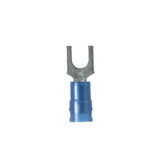 Panduit PN14-10F-C | Pan-Term PN14-10F-C Fork Terminal, Blue, Nylon, 14-18 AWG, #10 Stud, PK100