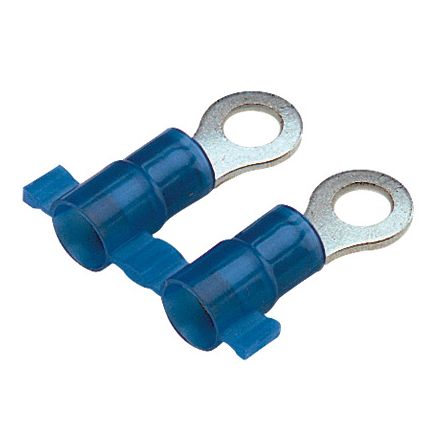 Panduit PN14-8R-3K | Reel Smart Pn14-8R-3K Ring Terminal, Blue, Nylon, 16 Awg, #8 Stud, Pk3000
