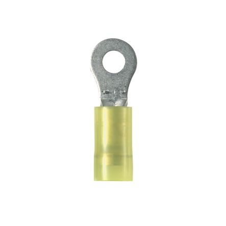 Panduit PNF10-8R-D | Pan-Term PNF10-8R-D Ring Terminal, Yellow, Nylon, 10-12 AWG, #8 Stud, PK500