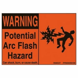 Panduit PPS0507W2100 | Sign Potential Arc Flash Bl/Or Pk5