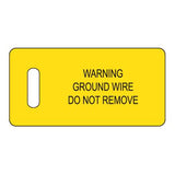 Panduit PT-GND Ground Warning Tag, 2.75";x1.38"; with slot, ’;Warning?’;, 100 tags/pk, Black/Yellow