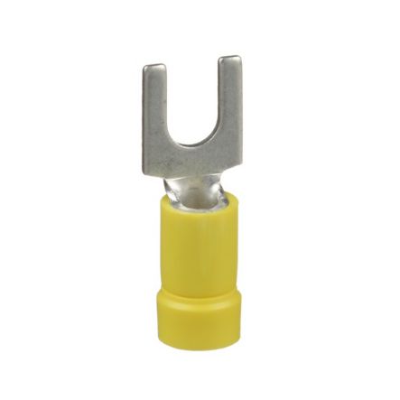 Panduit PV10-10F-L | Pan-Term PV10-10F-L Fork Terminal, Yellow, Vinyl, 10-14 AWG, #10 Stud, PK50