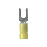 Panduit PV10-10LF-L | Pan-Term Fork Terminal, Yellow, Vinyl, 10-12 AWG, #10 Stud, PK50