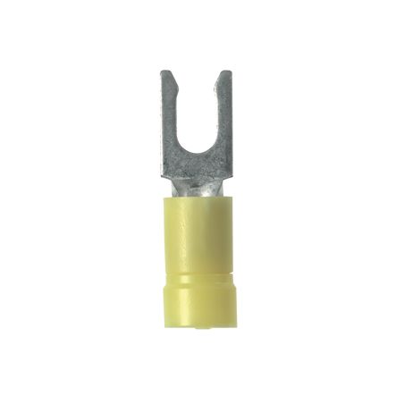 Panduit PV10-8LF-L | Pan-Term Fork Terminal, Yellow, Vinyl, 10-12 AWG, #8 Stud, PK50