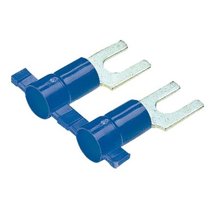 Panduit PV14-8FB-3K | Reel Smart PV14-8FB-3K Fork Terminal, Blue, Vinyl, 14-16 AWG, #8 Stud, PK3000