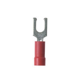 Panduit PV18-8LF-MY | Pan-Term Fork Terminal, Red, Vinyl, 18-22 AWG, #8 Stud, PK1000