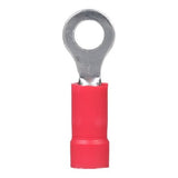 Panduit PV18-8R-MY | Pan-Term Ring Terminal, Red, Vinyl, 18-22 AWG, #8 Stud, PK1000