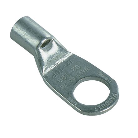 Panduit S2-14R-T | Tubular Ring Terminal, Non-Insulated, 1, 2 AWG, 1/4"; Stud Size, Pack of 200