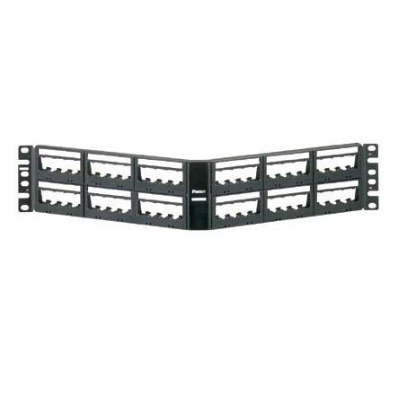 Panduit UICMPPA48BLY | Mini-Com, Angled,Unshielded, Patch Panel, 48 Port, 2 RU, Black