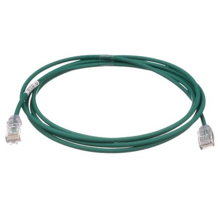 Panduit UTP28SP7GR | Copper Patch Cord, RJ45-RJ45, Small Diameter, 28 AWG, Green CM/LSZH UTP Cable, 7 FT.