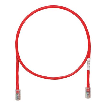 Panduit UTPCH3RDY | Copper Patch Cord, STP, Category 5e, Black Boots, Pan-Plug Modular Plugs, T568A Wiring, Red Jacket, 3 Feet