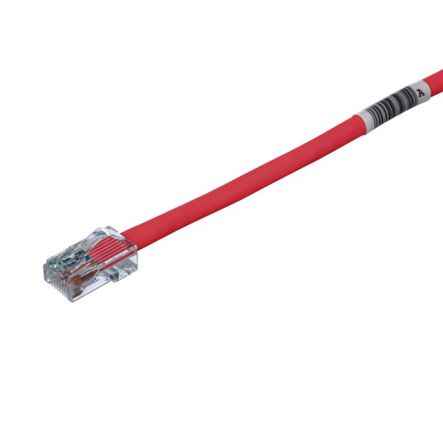 Panduit UTPCH3RDY | Copper Patch Cord, STP, Category 5e, Black Boots, Pan-Plug Modular Plugs, T568A Wiring, Red Jacket, 3 Feet
