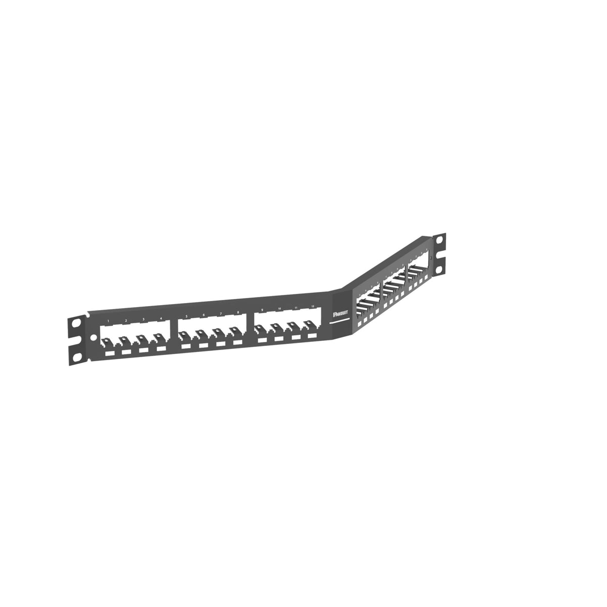 Panduit CPA24BLY | Mini-Com Angled Patch Panel, 24 port, 1 RU, BL