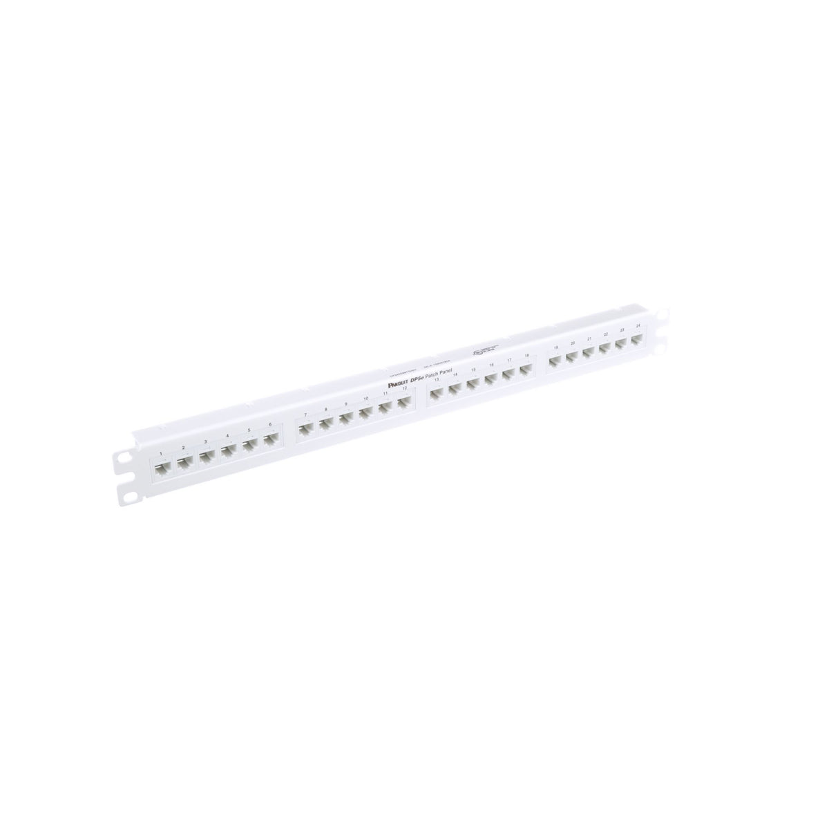 Panduit DP245E88TGWH | DP5e Flat Cat 5e Punchdown Patch Panel 24 Ports, 1RU, White