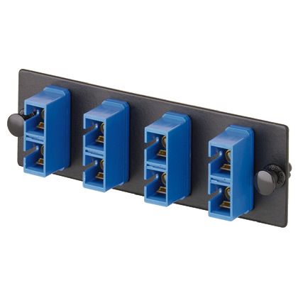 Panduit FAP2WBUDSC Fiber Optic Adapter Panel, Two Sc Duplex Adapters, Loaded, Phosphor Bronze Split Sleeves, Blue