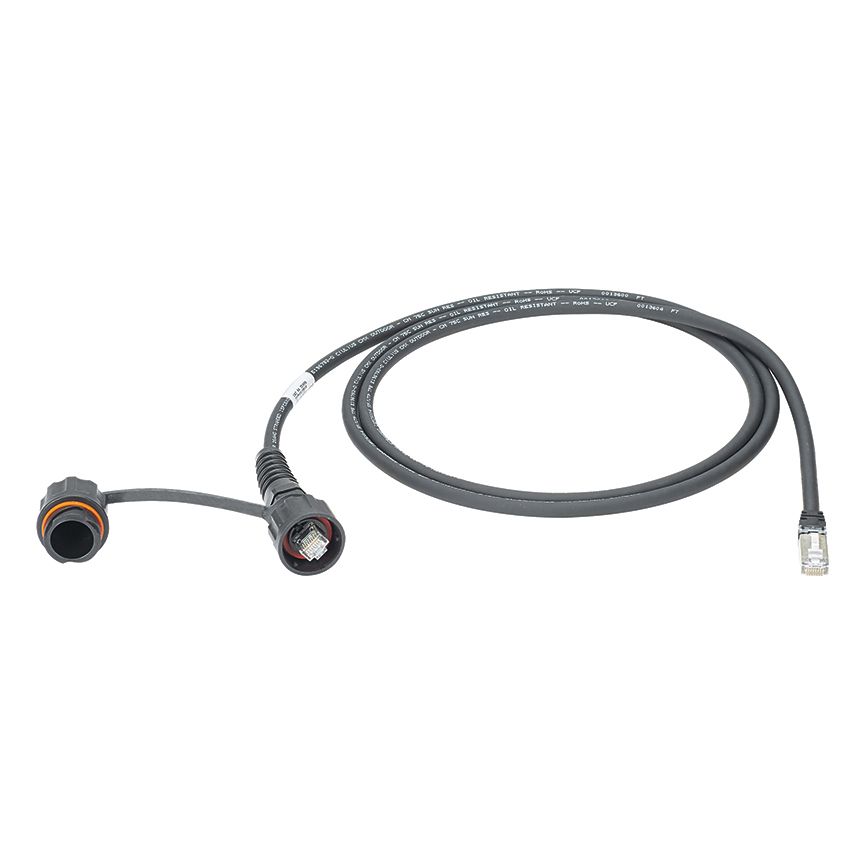 Panduit IUTP6X1MBLR | Industrial Cat6A Unshielded 600 V Patch Cord, Variant 1 Bulkhead, Cap, 1m, BL