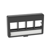 Panduit NK4MFLBL | NetKey Furniture Faceplate, 4-Port, Black, Label Pocket