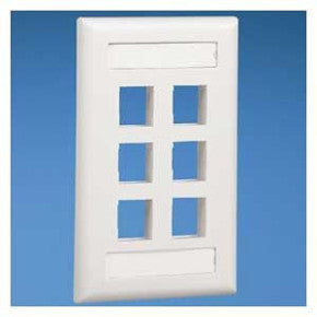 Panduit NK6FIGY | Netkey Faceplate, 6-Port, International Gray, With Label Pocket