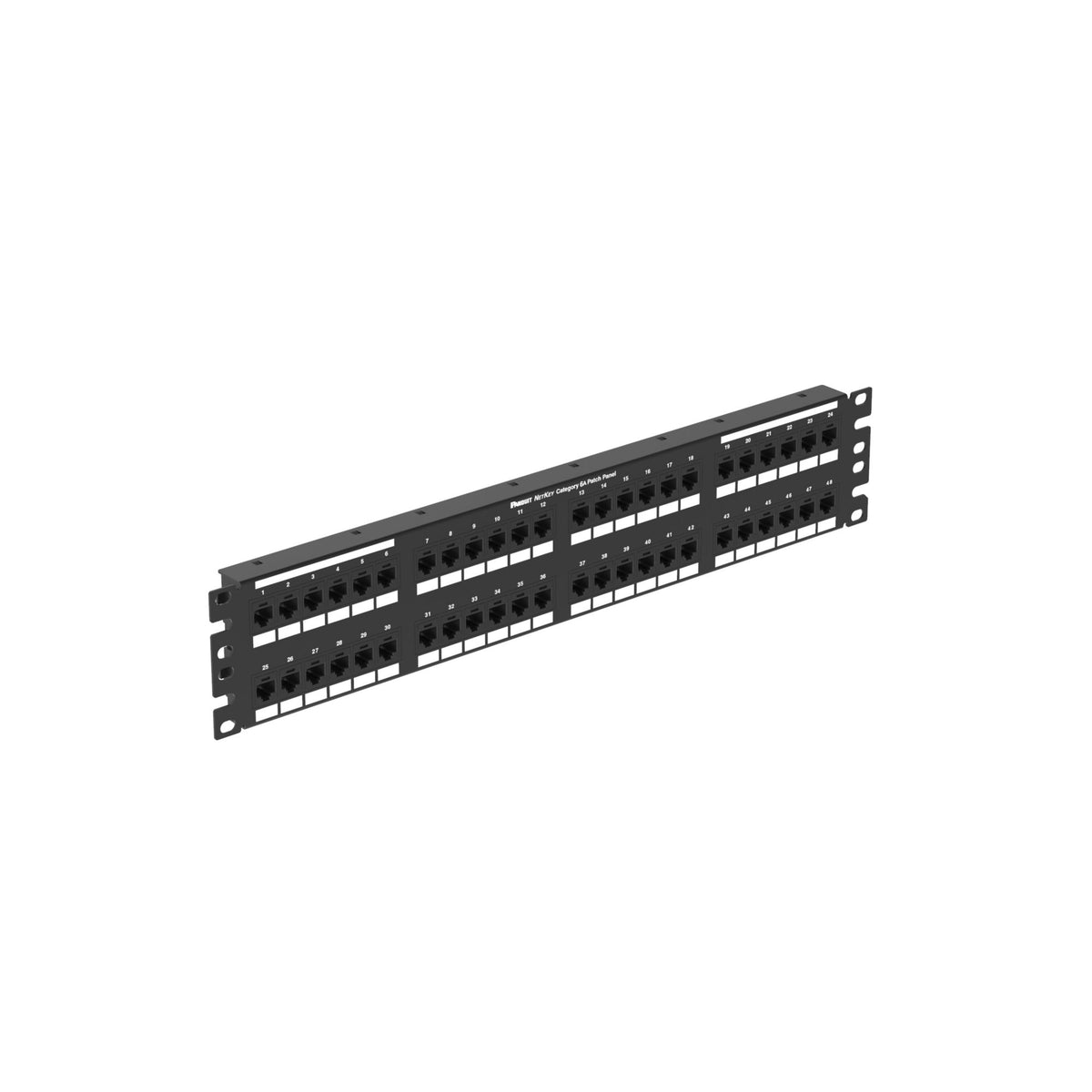 Panduit NK6XPPG48Y | Panduit NetKey | Network Patch Panel - 48 Port(s) - 48 x RJ-45 - 2U High - Black - 19" Wide - Rack-mountable