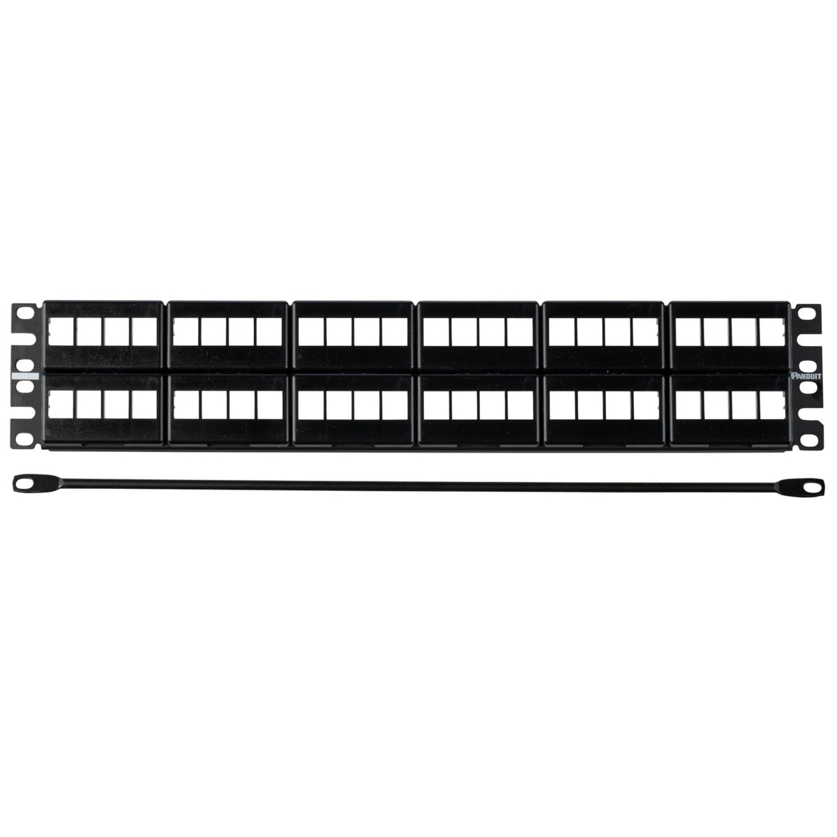 Panduit NKFP48KSRBSY | Panduit NetKey Modular Faceplate Patch Panel - Patch panel - black - 2U - 19" - 48 ports