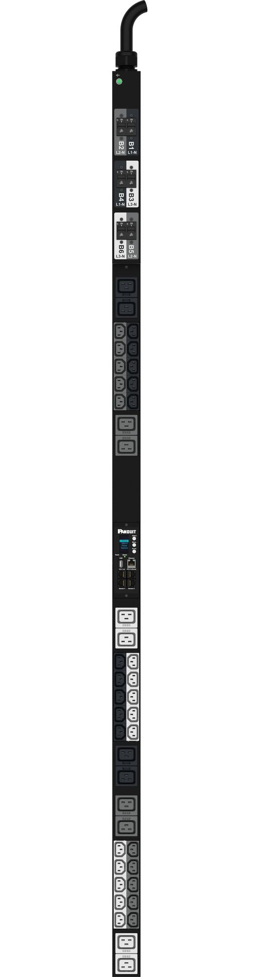 Panduit P42D08M | MI PDU, 30AMP, 415V, (36)C13, (6)C19, IEC 60309 3P+N+E 6h 30A (IP44)