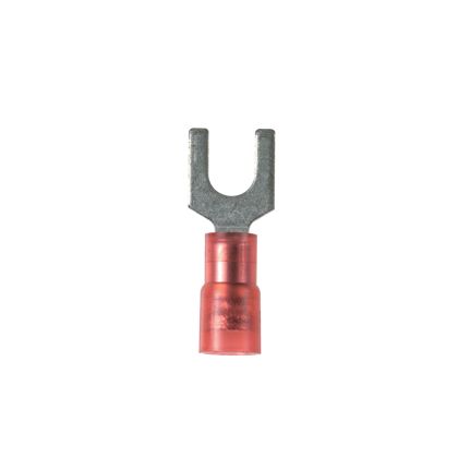 Panduit PMNF1-3F-C | Pan-Term PMNF1-3F-C Fork Terminal, Red, Nylon, 18-22 AWG, 1/8" Stud, PK100