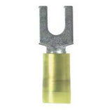 Panduit PN10-10F-L | Pan-Term PN10-10F-L Fork Terminal, Yellow, Nylon, 10-12 AWG, #10 Stud, PK50