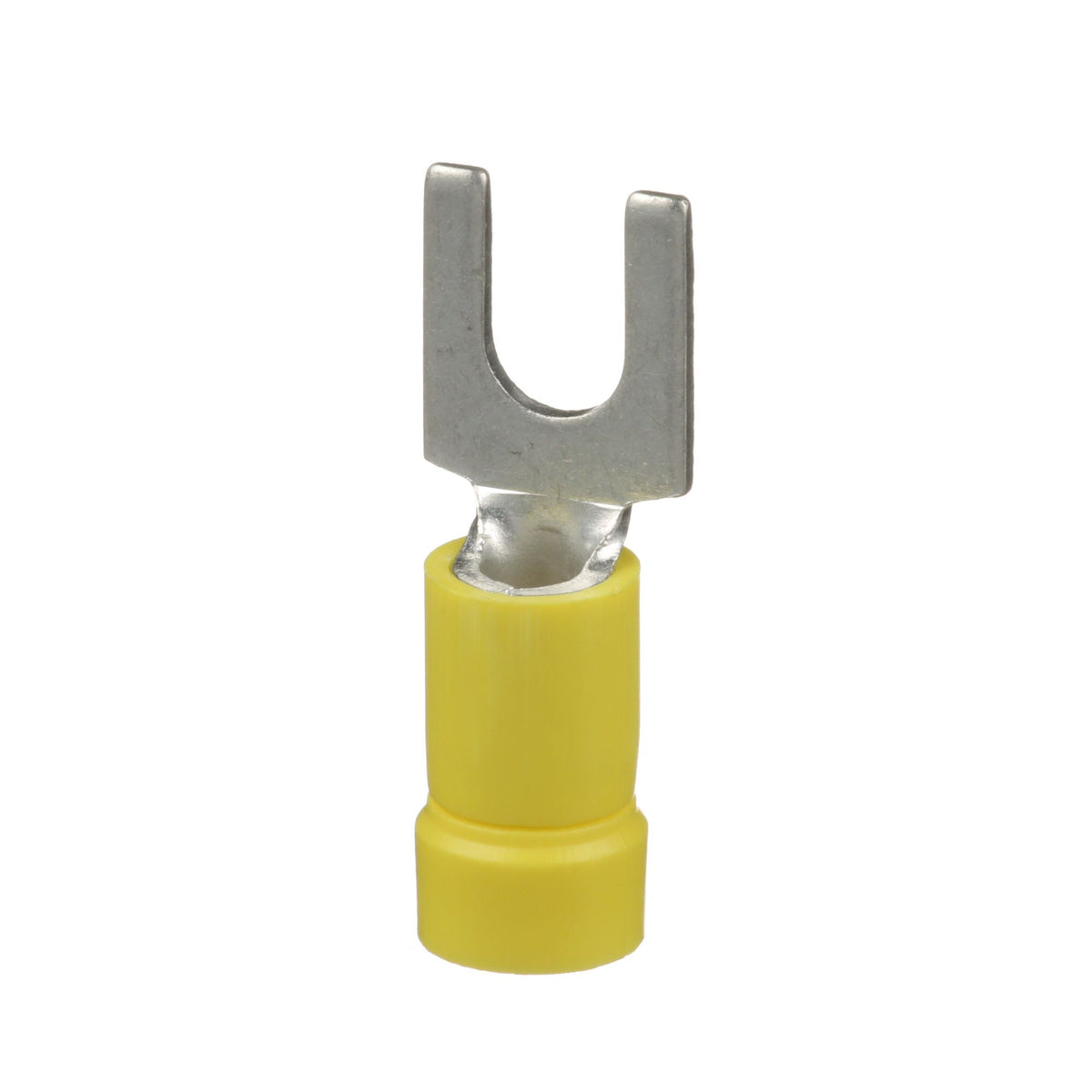 Panduit PV10-10F-D | Pan-Term PV10-10F-D Fork Terminal, Yellow, Vinyl, 10-14 AWG, #10 Stud, PK500