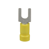 Panduit PV10-10F-D | Pan-Term PV10-10F-D Fork Terminal, Yellow, Vinyl, 10-14 AWG, #10 Stud, PK500