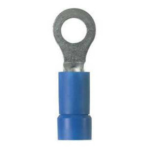 Panduit PV14-10R-M | Pan-Term PV14-10R-M Ring Terminal, Blue, Vinyl, 14-16 AWG, #10 Stud, PK1000