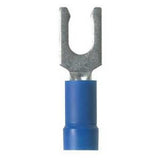 Panduit PV14-8LF-M | Pan-Term PV14-8LF-M Fork Terminal, Blue, Vinyl, 14-18 AWG, #8 Stud, PK1000