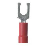 Panduit PV18-8LF-MY | Pan-Term PV18-8LF-MY Fork Terminal, Red, Vinyl, 18-22 AWG, #8 Stud, PK1000