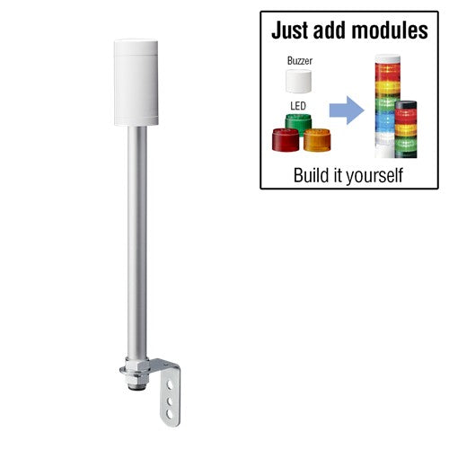 Patlite Corporation LR5-01LJNW | 50Mm, Signal Tower Base Unit, 12V DC, Pole Mount with L Bracket and Cable, Off-White