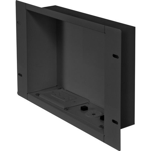 Peerless IBA2AC | In-Wall Cable Management and Storage Box with Surge-Protected Duplex Receptacle, Gloss Black