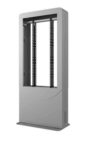 Peerless KIPC2543B-S-3 | Floorstanding Portrait Back-to-Back Kiosk for 43" Displays up to 3" Deep, Silver