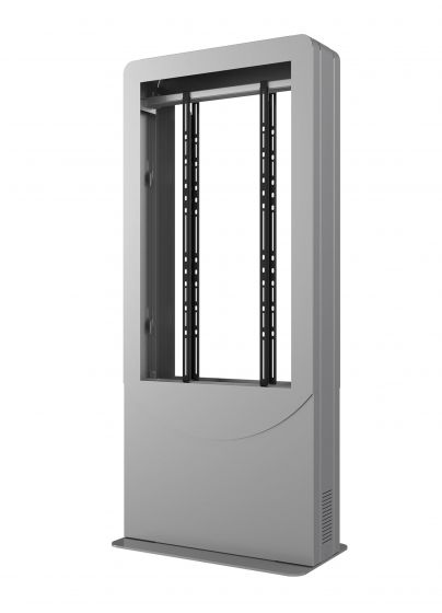 Peerless KIPC2547B-S-3 | Floorstanding Portrait Back-to-Back Kiosk for Two 47" Displays up to 3" Deep, Silver