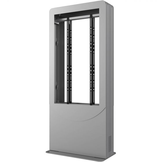 Peerless KIPC2548B-S-3 | Floor standing Portrait Back-to-Back Kiosk for Two 48" Displays up to 3" Deep, Silver