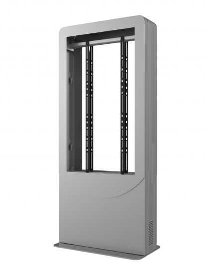 Peerless KIPC2550B-S-3 | Floorstanding Portrait Back-to-Back Kiosk for Two 50" Displays up to 3" Deep, Silver