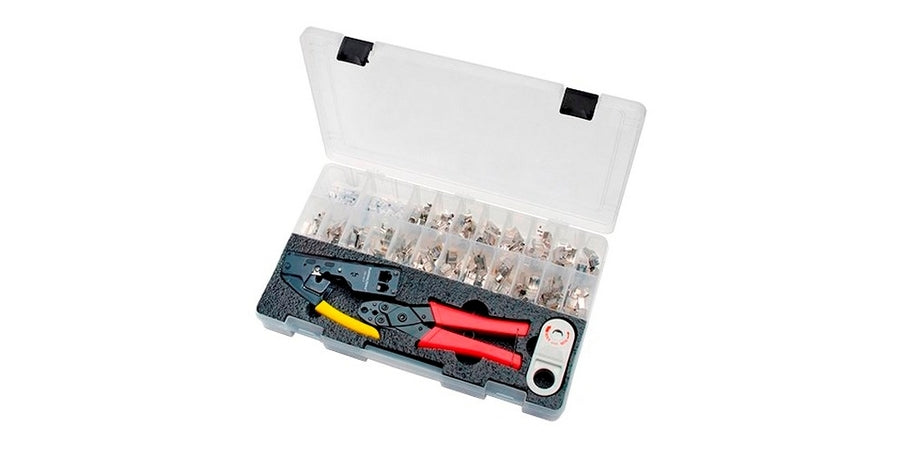 Platinum Tools 90170 | Tele-TitanXg Termination Kit Standard RJ45s, Basic Installation, Includes Plastic Case