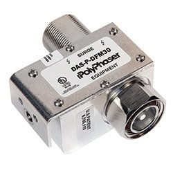 Polyphaser Transtector TSXDC-DFM | 7/16 F/M Bulkhead Coaxial RF Surge Protector, 698MHz - 2.7GHz, 1000W, IP67, 60 V Max., 25mJ, 40kA, Filter, Low PIM
